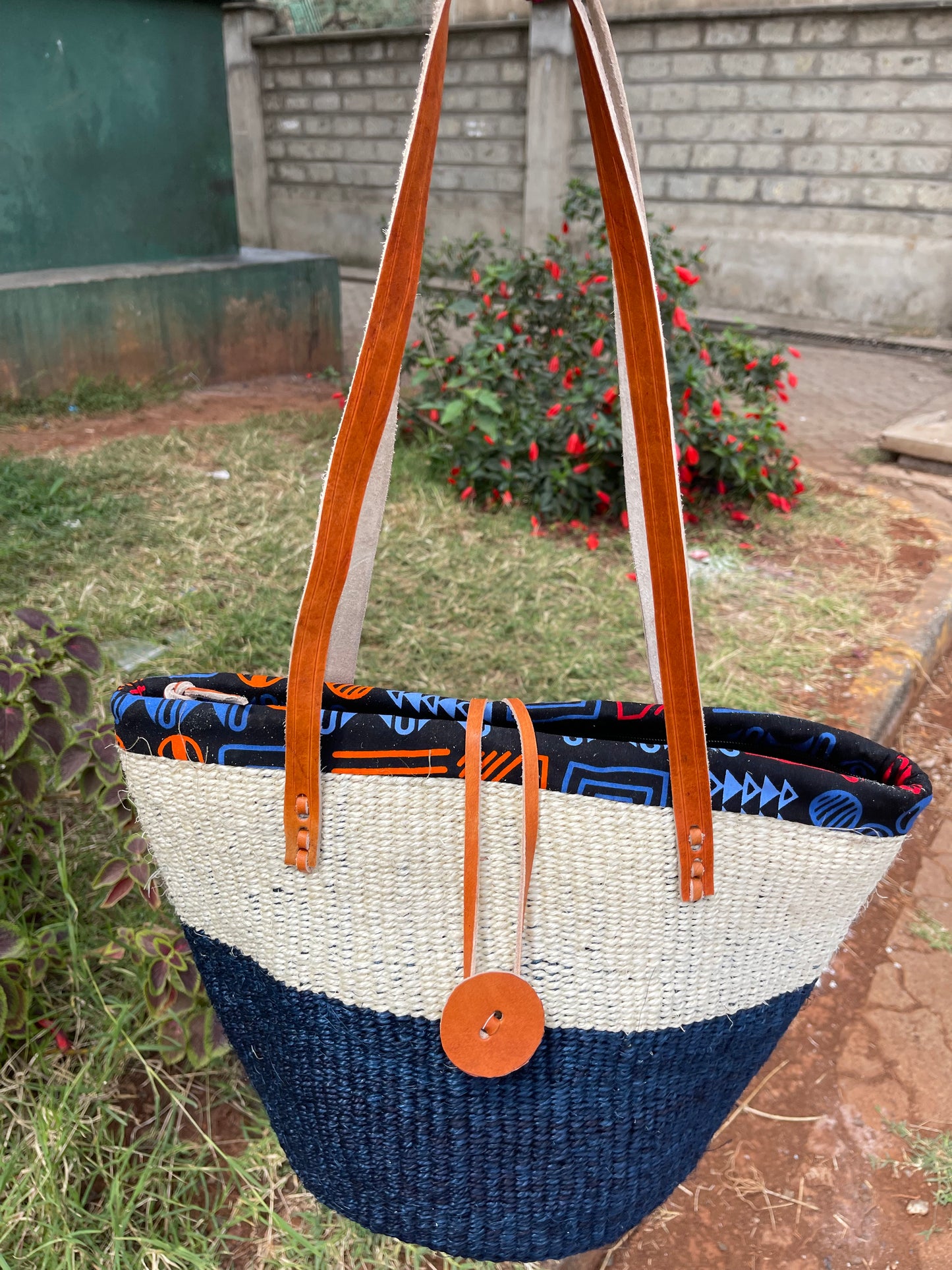 Kiondo with kitenge lining