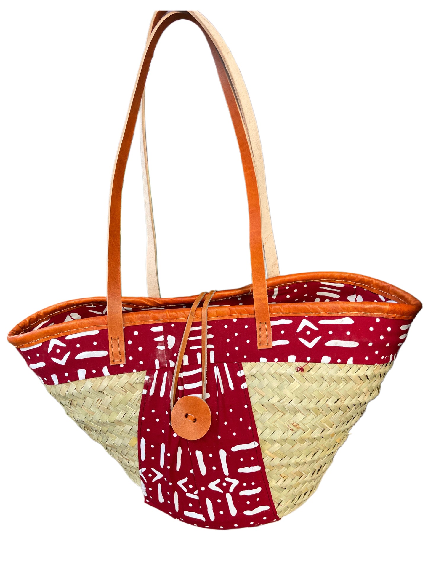 Mwini - Makuti basket with Long leather handles