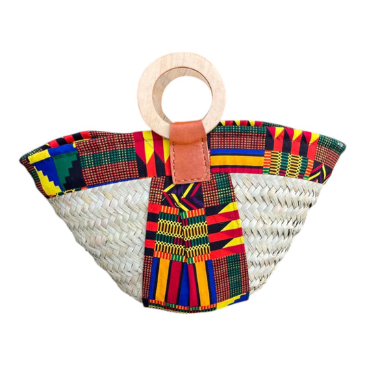 Mwini: Makuti with wooden handles and kitenge lining