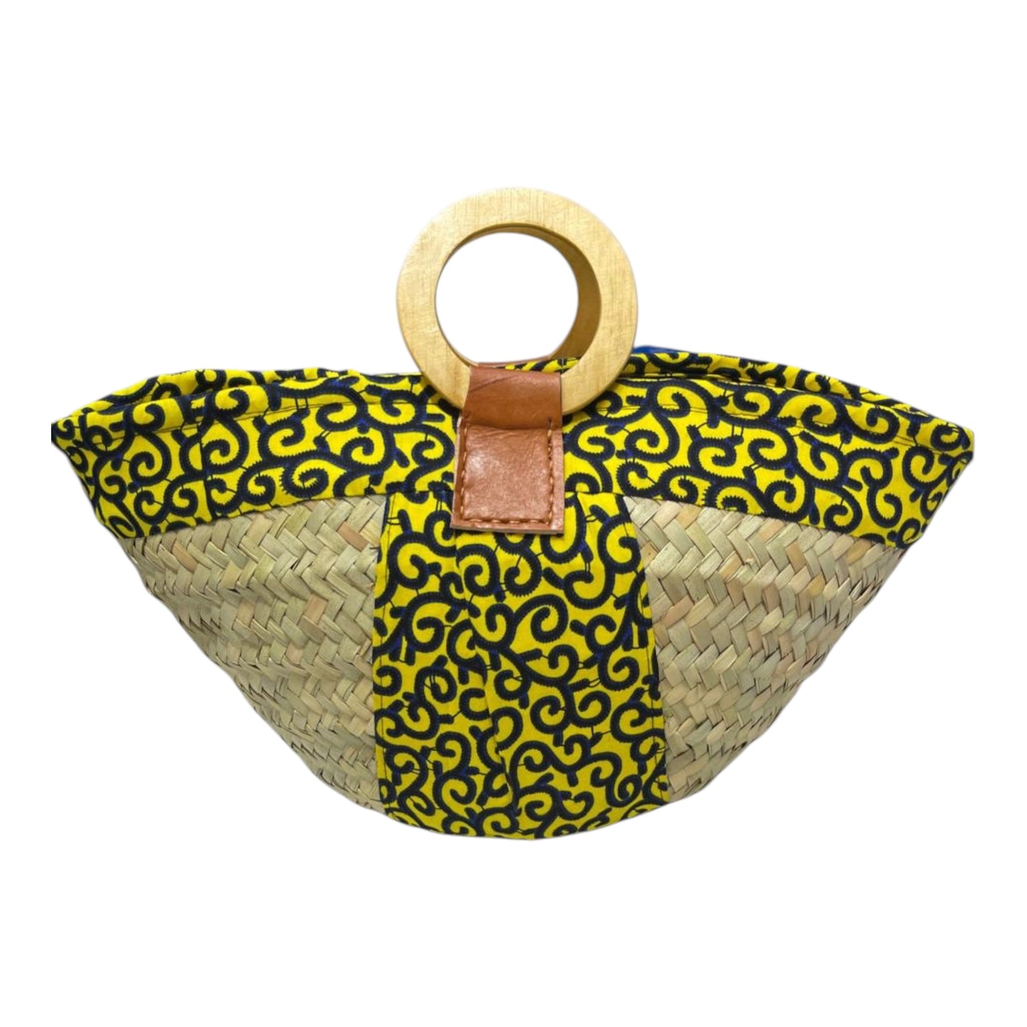 Mwini: Makuti with wooden handles and Kitenge lining