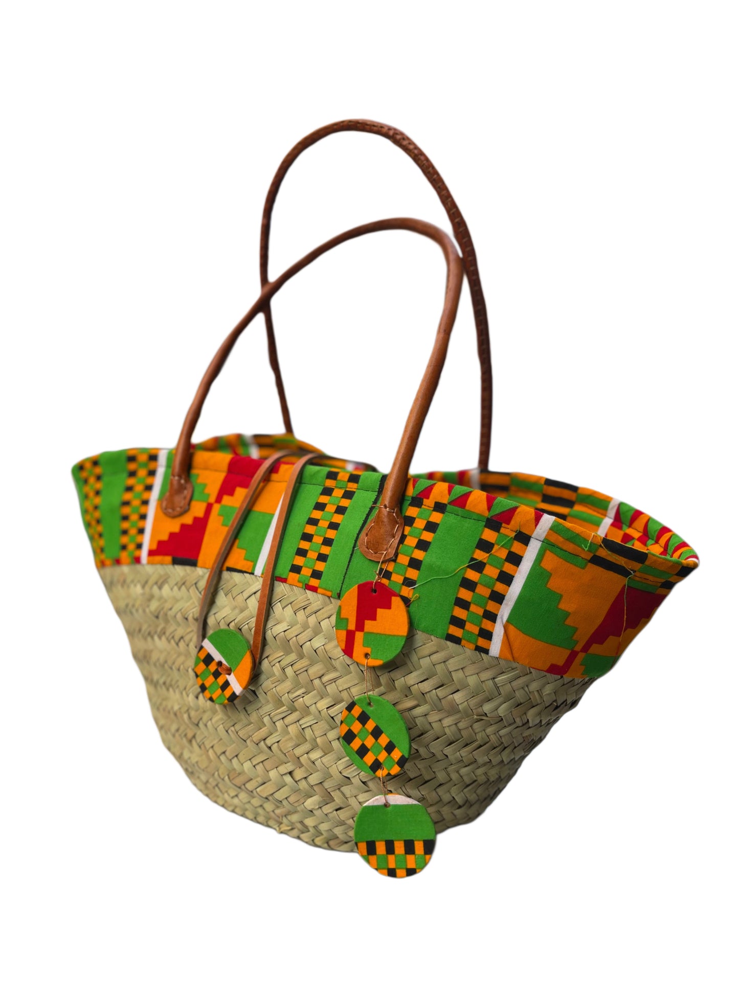 Mwini - Makuti basket with leather handles