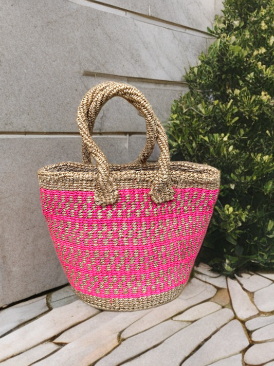 MUTHUI; Petite sized Kiondo with sisal handles